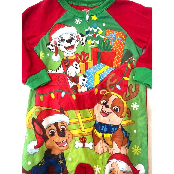 Nickelodeon Paw Patrol Holiday-Themed Toddler 3T Footed Pajamas Zipper Closure‎ - Picture 2 of 5